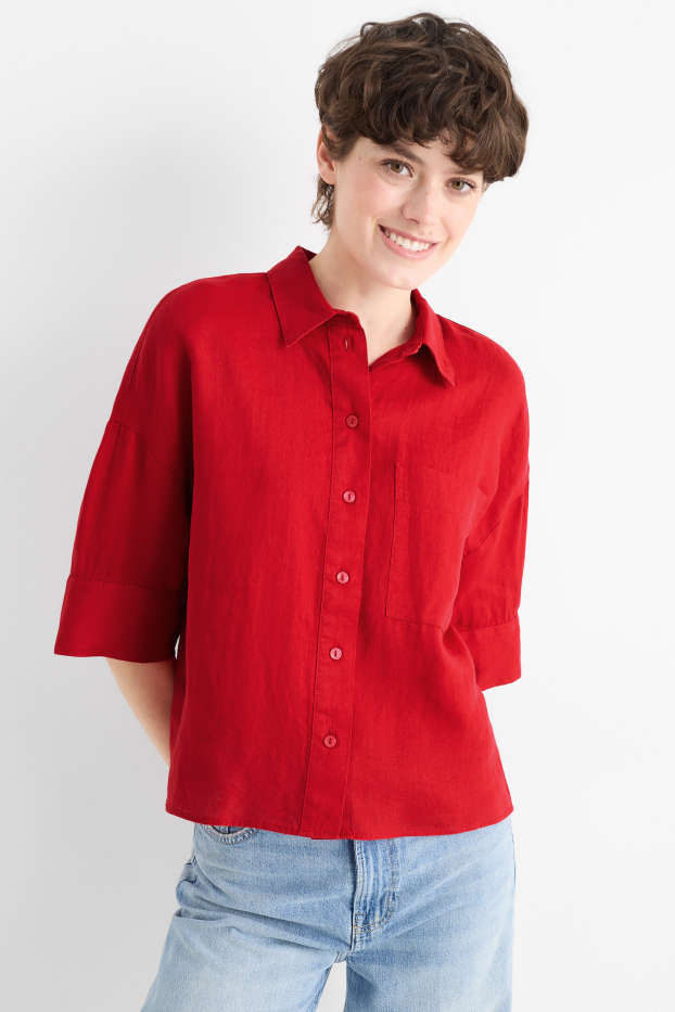 Dona - Brusa de lli - vermell fosc