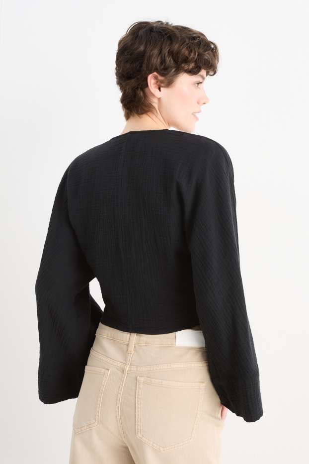 Damen - Musselin-Bluse - schwarz