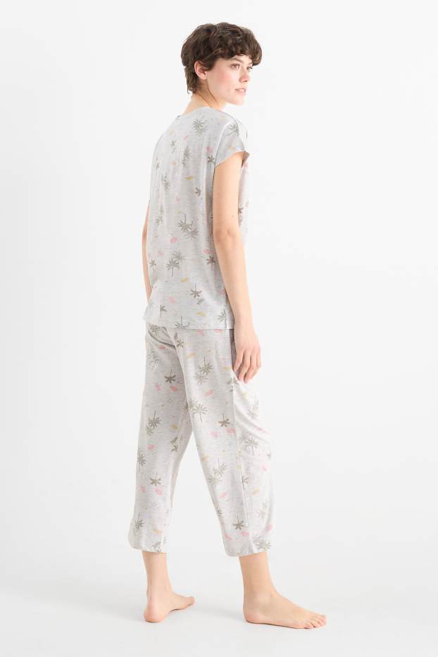 Femmes - Pyjama - à motif - gris clair chiné