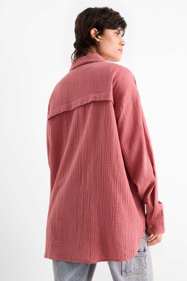 Femmes - Chemisier en mousseline - corail