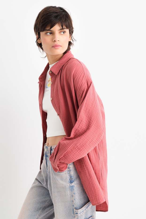 Femmes - Chemisier en mousseline - corail