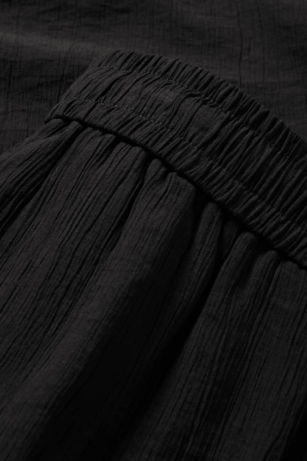 Damen - Stoffhose - High Waist - Wide Leg - schwarz