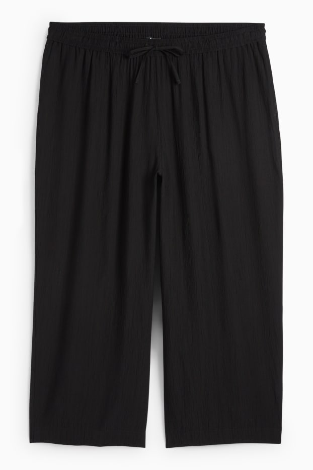 Damen - Stoffhose - High Waist - Wide Leg - schwarz