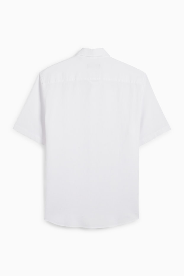 Heren - Overhemd - regular fit - kent - met structuur - wit