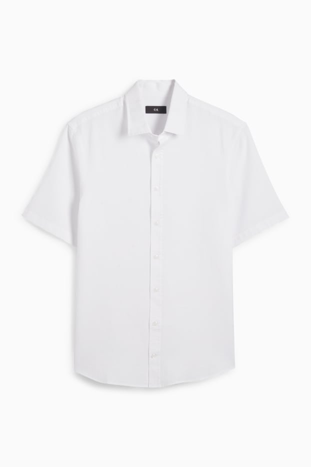 Heren - Overhemd - regular fit - kent - met structuur - wit