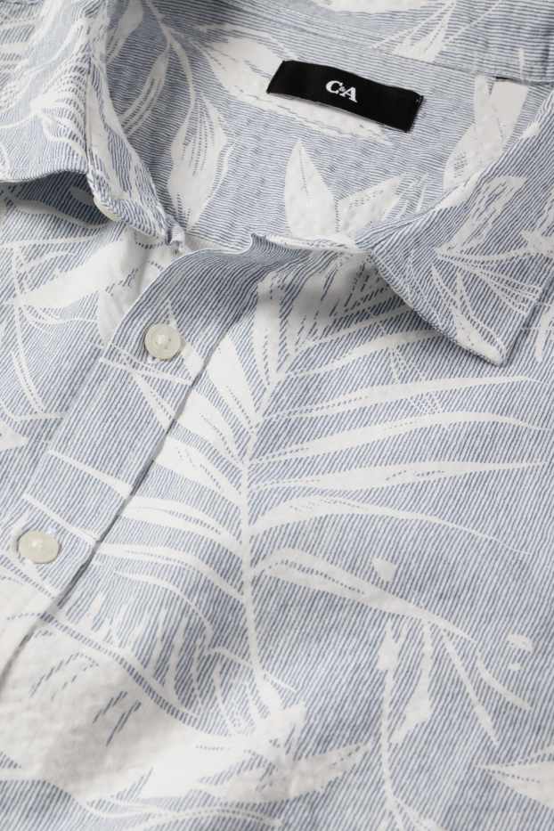 Hommes - Chemise - regular fit - col kent - à motif - texturée - bleu