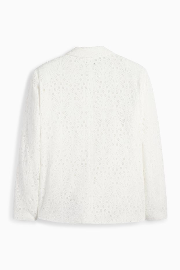 Mujer - Americana - regular fit - bordado inglés - blanco roto