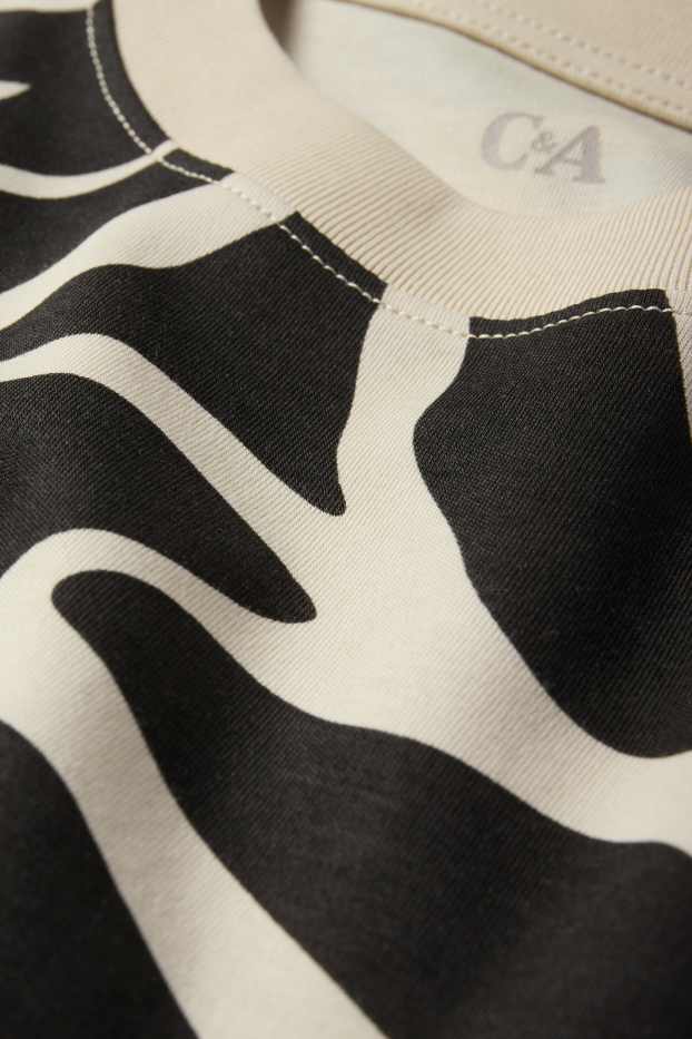 Donna - T-shirt basic - slim fit - fantasia - nero / beige