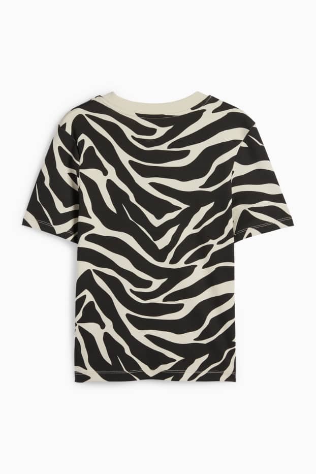 Donna - T-shirt basic - slim fit - fantasia - nero / beige
