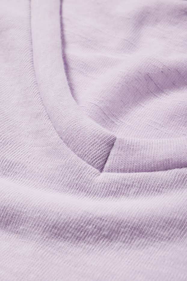 Femmes - T-shirt à col V - regular fit - violet clair