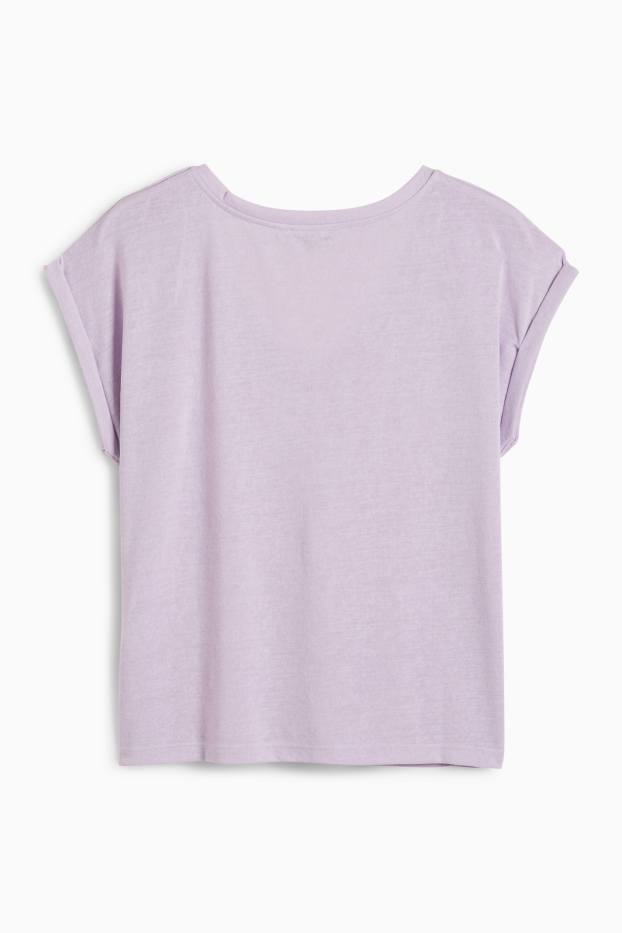 Femmes - T-shirt à col V - regular fit - violet clair