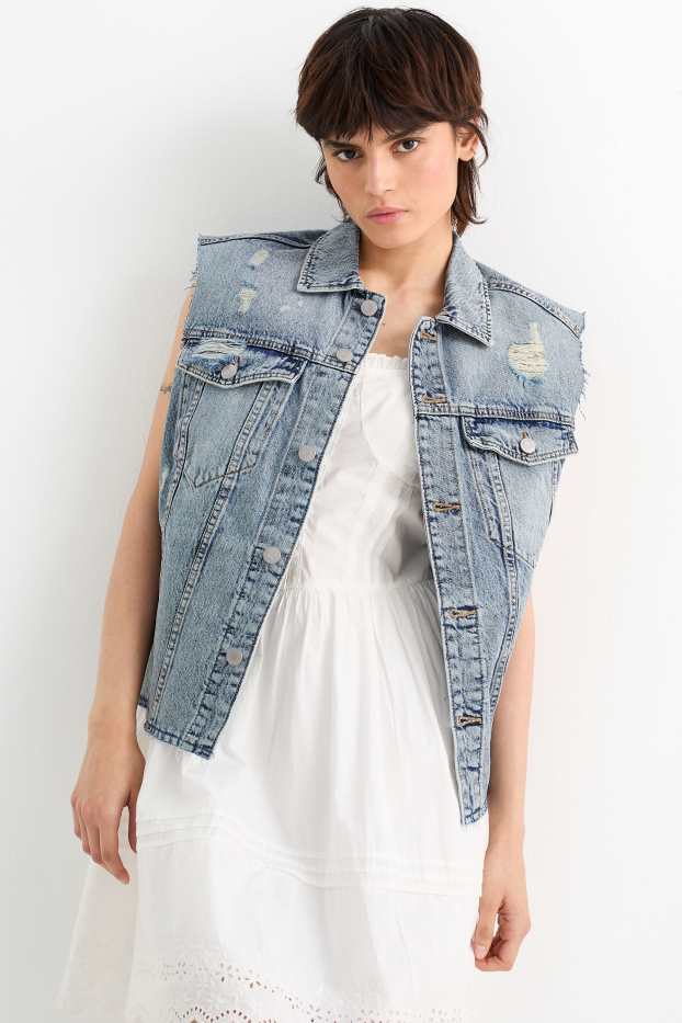 Women - Denim waistcoat - denim-light blue