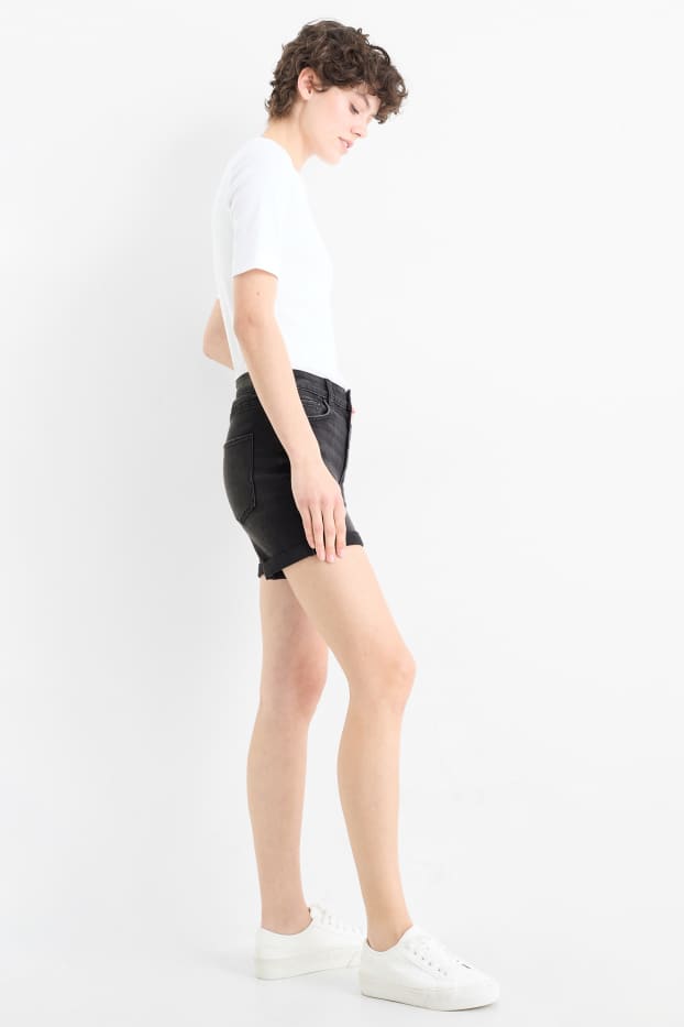 Damen - Jeans-Shorts - Mid Waist - LYCRA® - dunkeljeansgrau