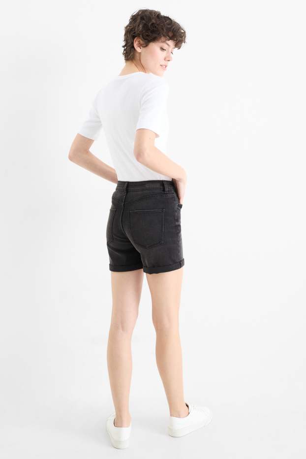 Damen - Jeans-Shorts - Mid Waist - LYCRA® - dunkeljeansgrau