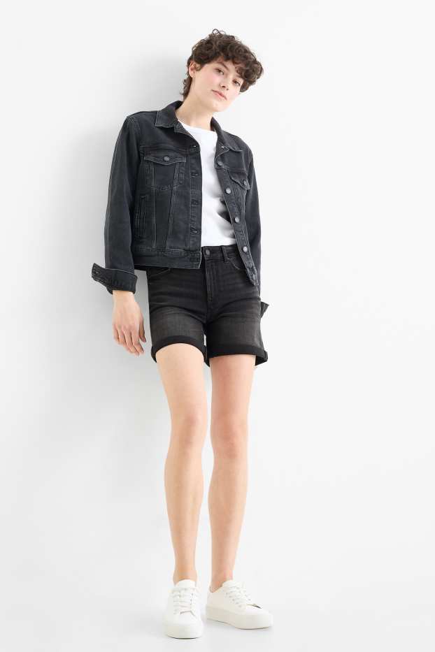 Damen - Jeans-Shorts - Mid Waist - LYCRA® - dunkeljeansgrau
