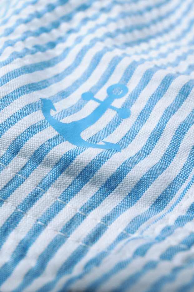 Children Boys - Swim shorts - striped - textured - white / light blue