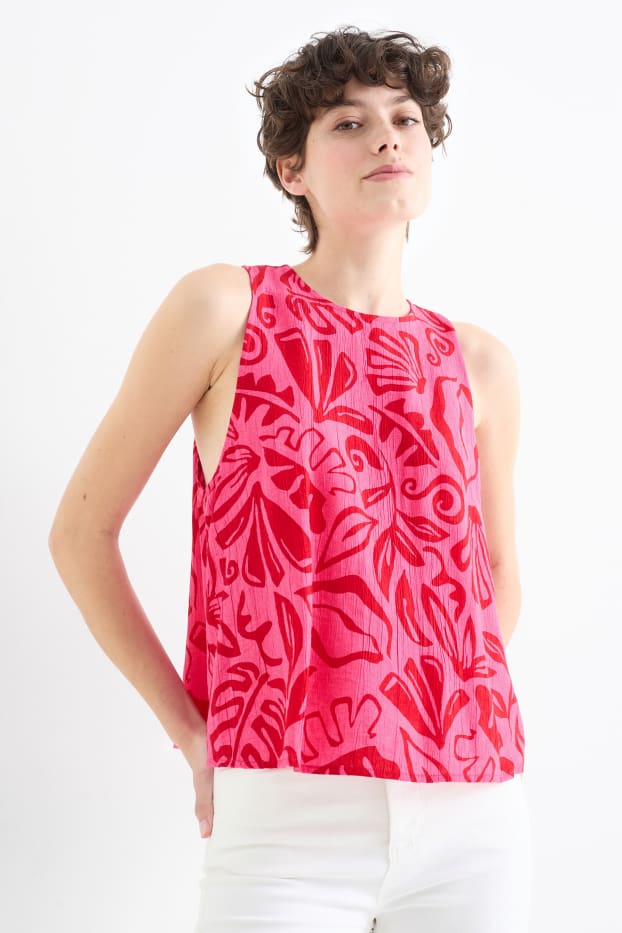 Damen - Blusentop - gemustert - pink