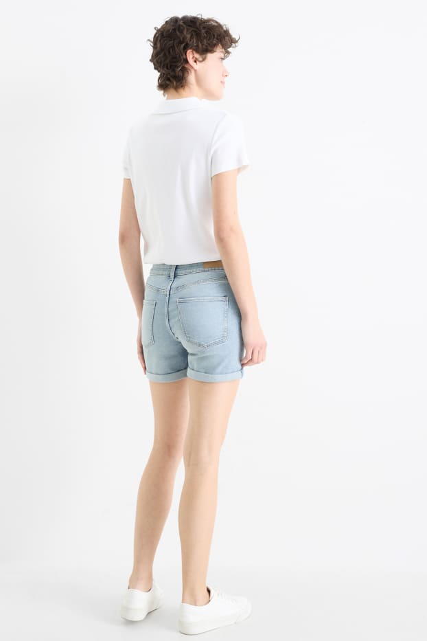 Damen - Jeans-Shorts - Mid Waist - LYCRA® - helljeansblau
