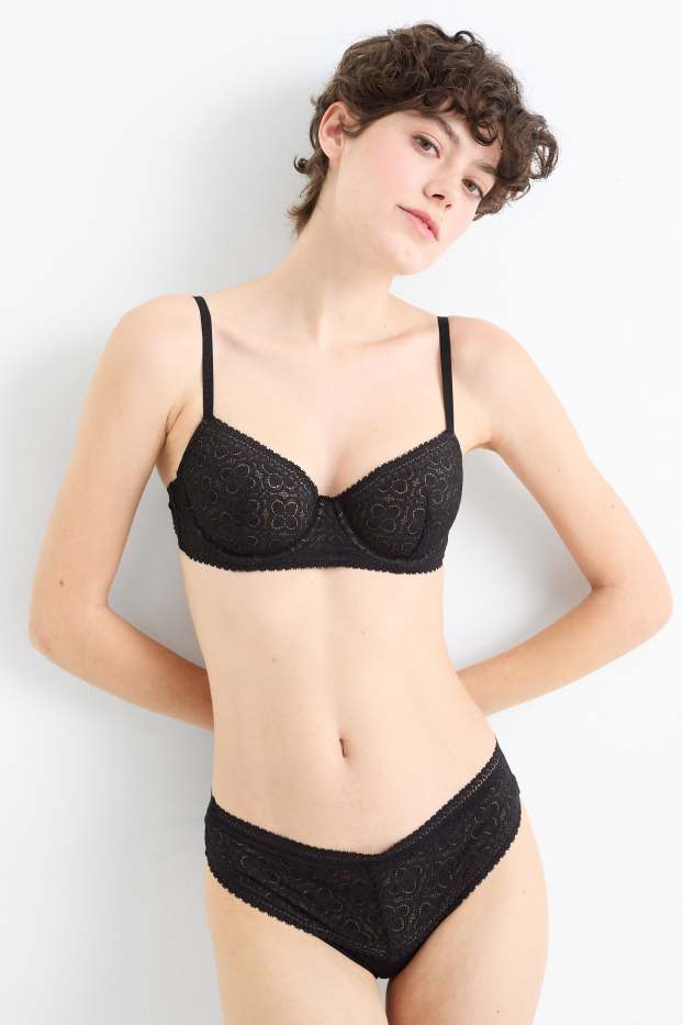 Dames - BH met beugels - DEMI - voorgevormd - zwart