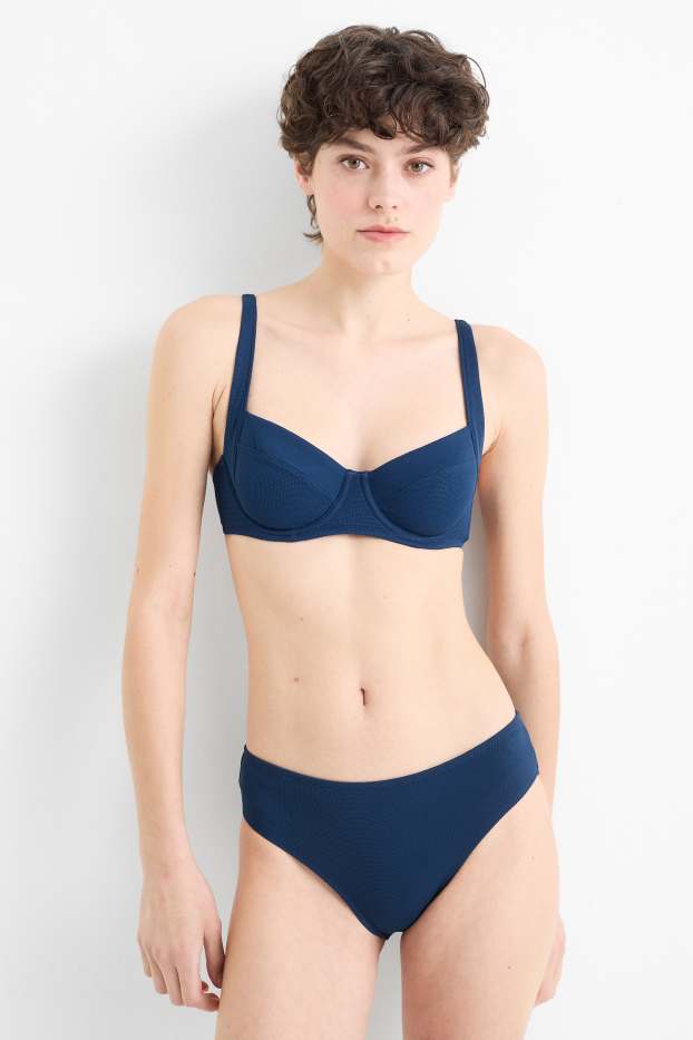 Donna - Reggiseno bikini con ferretti - LYCRA® XTRA LIFE™ - tessuto tramato - blu scuro