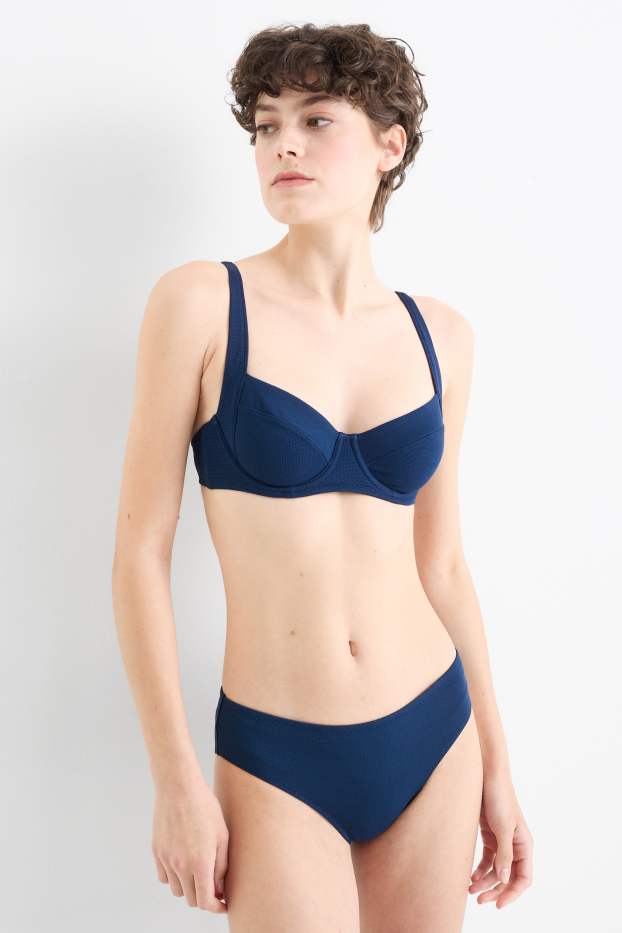Damen - Bikini-Hose - Mid Waist - LYCRA® XTRA LIFE™ - strukturiert - dunkelblau