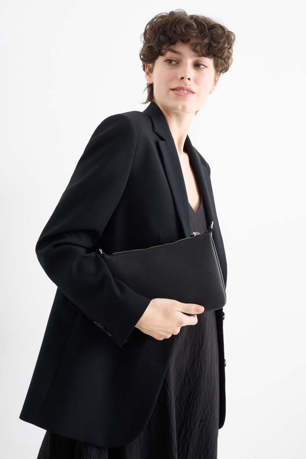 Dames - Schoudertas met afneembare draagriem - imitatieleer - zwart