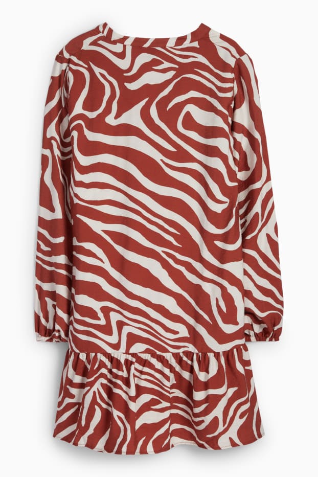 Damen - A-Linien Kleid - gemustert - hellbraun