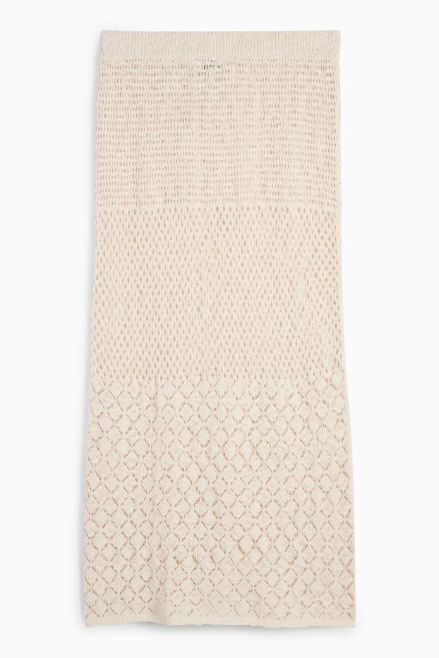 Women - Knitted skirt - light beige