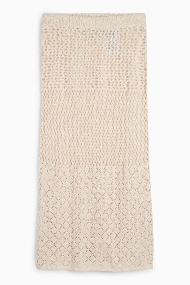Women - Knitted skirt - light beige