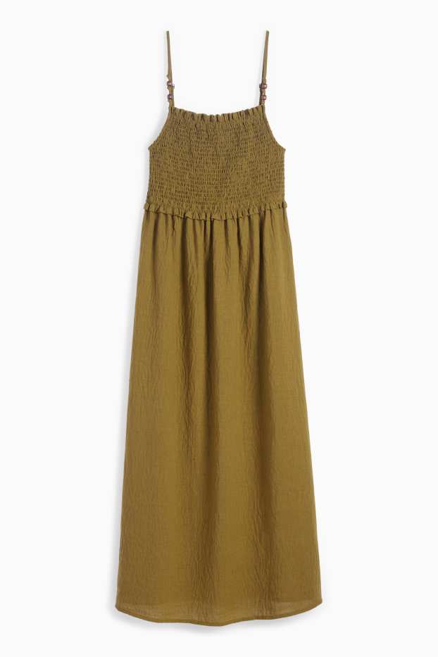 Femei - Rochie fit & flare - structurată - cu fronseuri - verde închis
