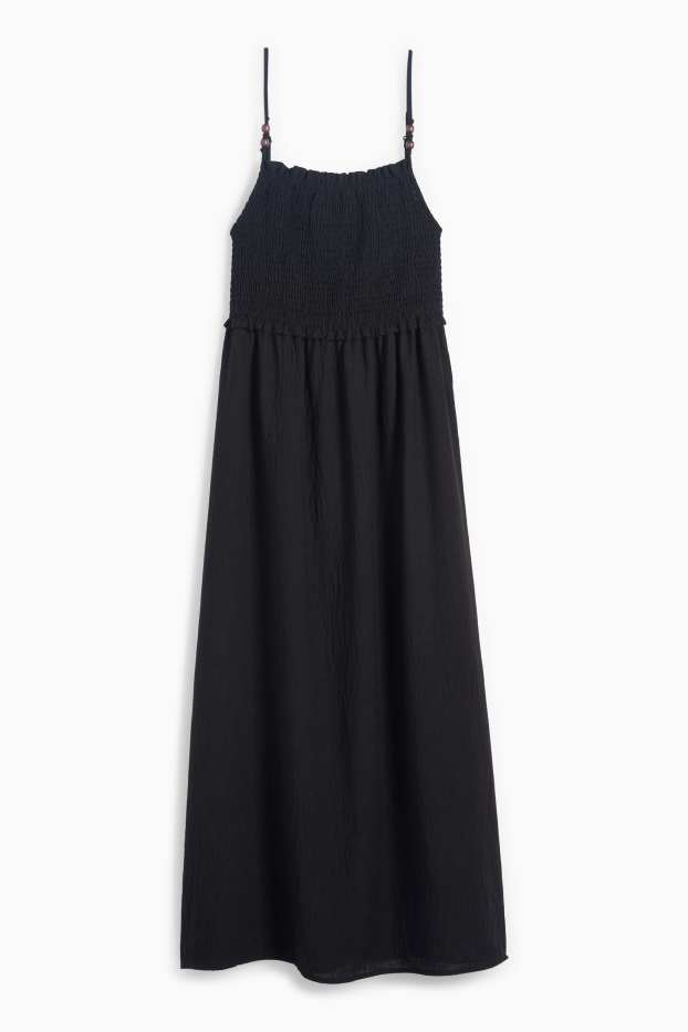 Dámské - Šaty fit & flare - strukturované - s nařasenou vrchní partií - černá