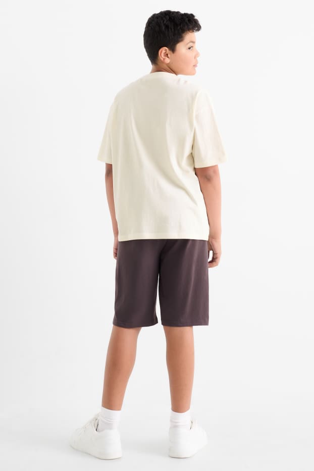 Enfants garçons - Tigre - ensemble - T-shirt et short - 2 pièces - blanc crème