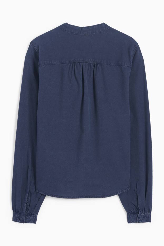 Dames - Spijkerblouse - donkerblauw