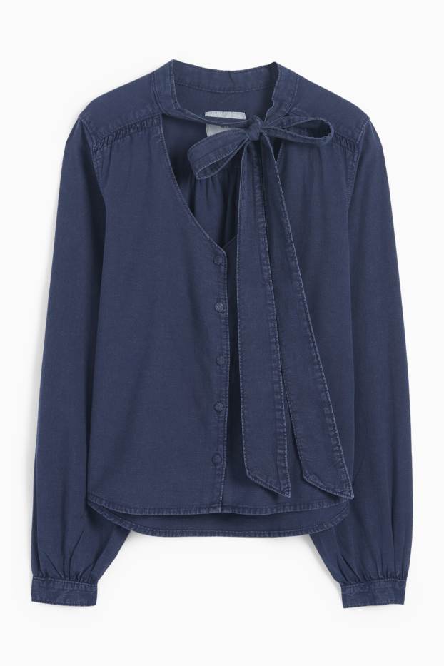 Dames - Spijkerblouse - donkerblauw