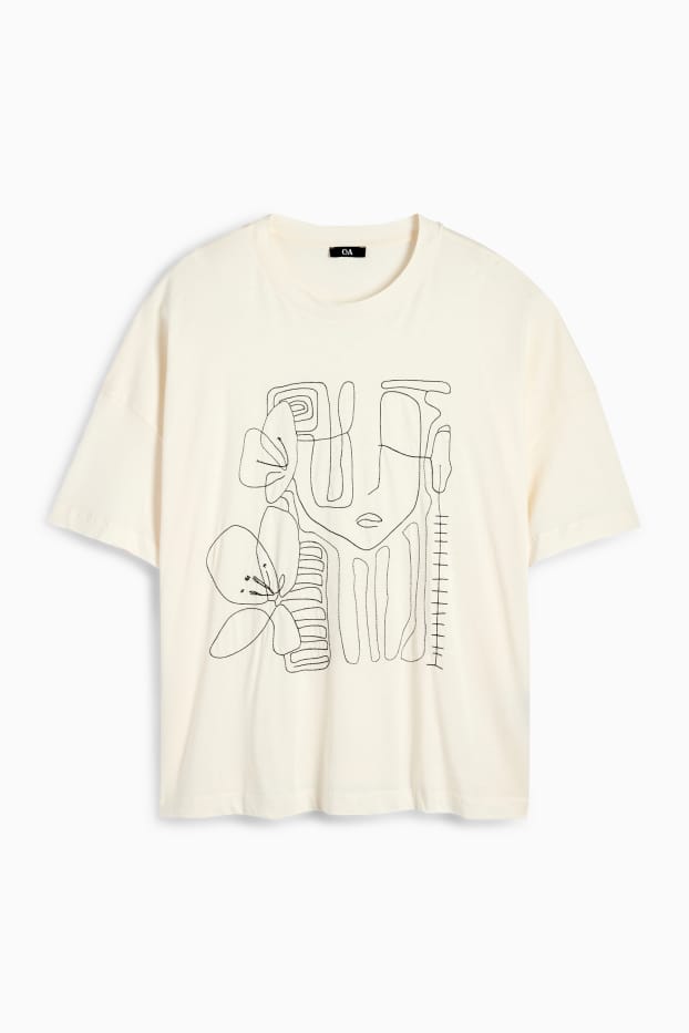 Dámské - Tričko - regular fit - krémově bílá