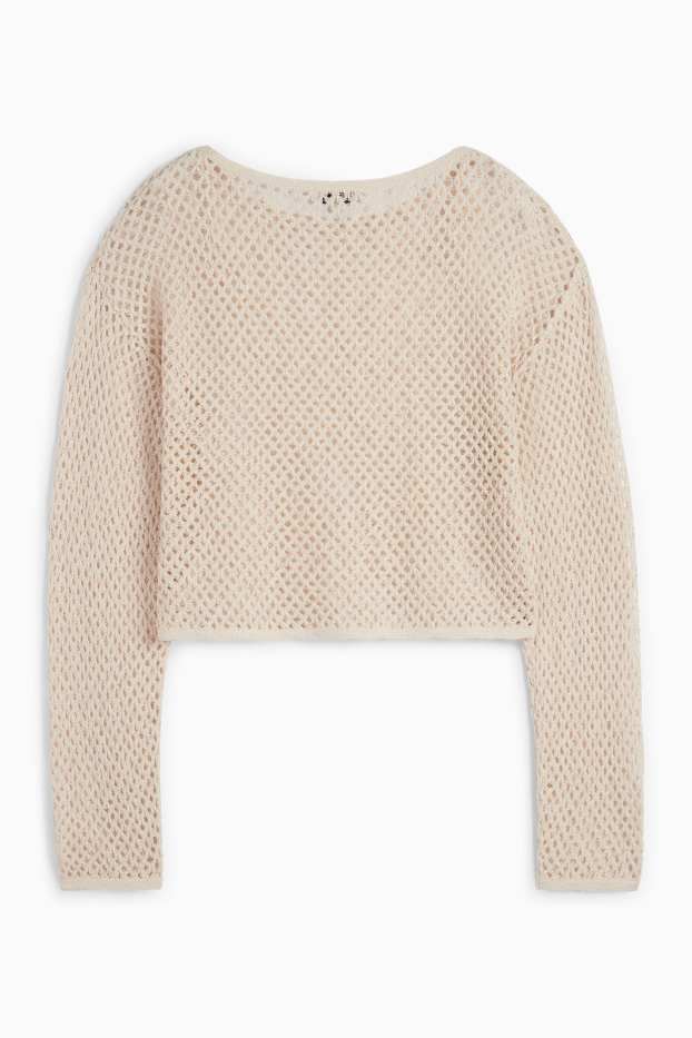 Women - Cropped jumper - light beige