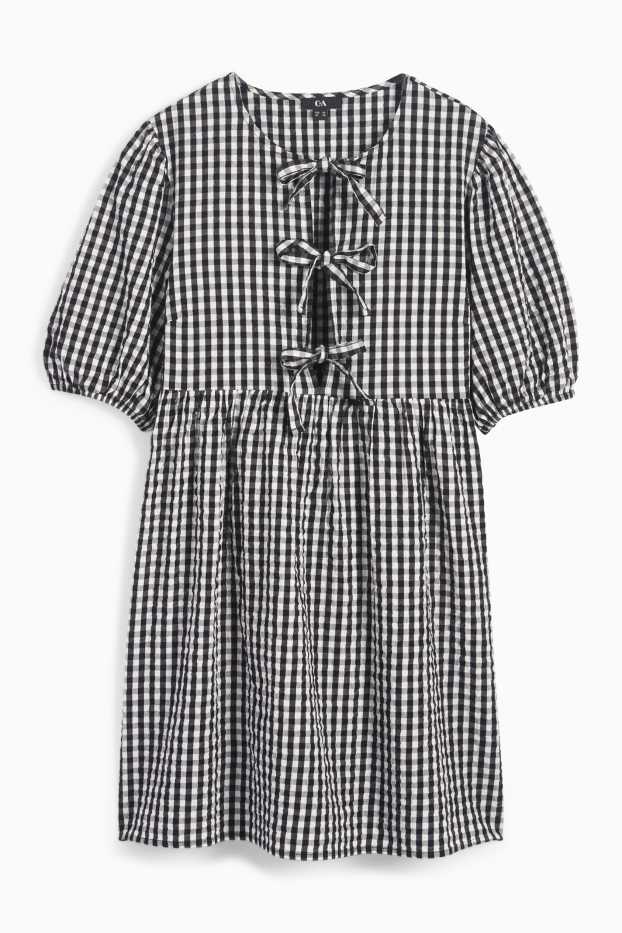 Donna - Vestito svasato - a quadretti - nero / bianco