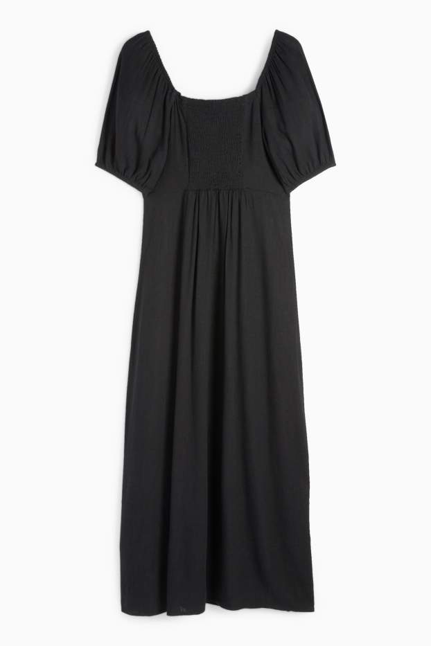 Femmes - Robe Empire - lin mélangé - noir
