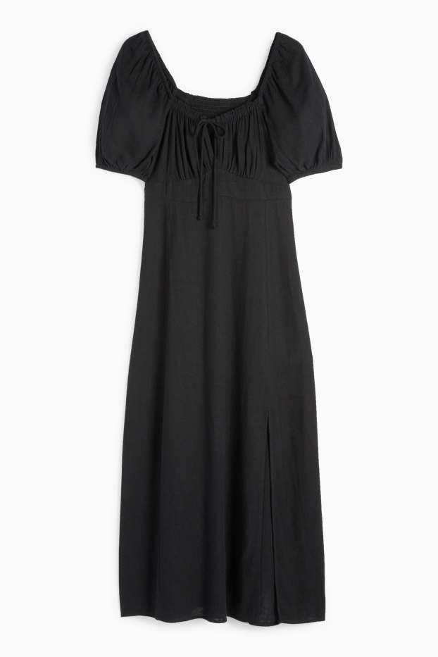 Femmes - Robe Empire - lin mélangé - noir