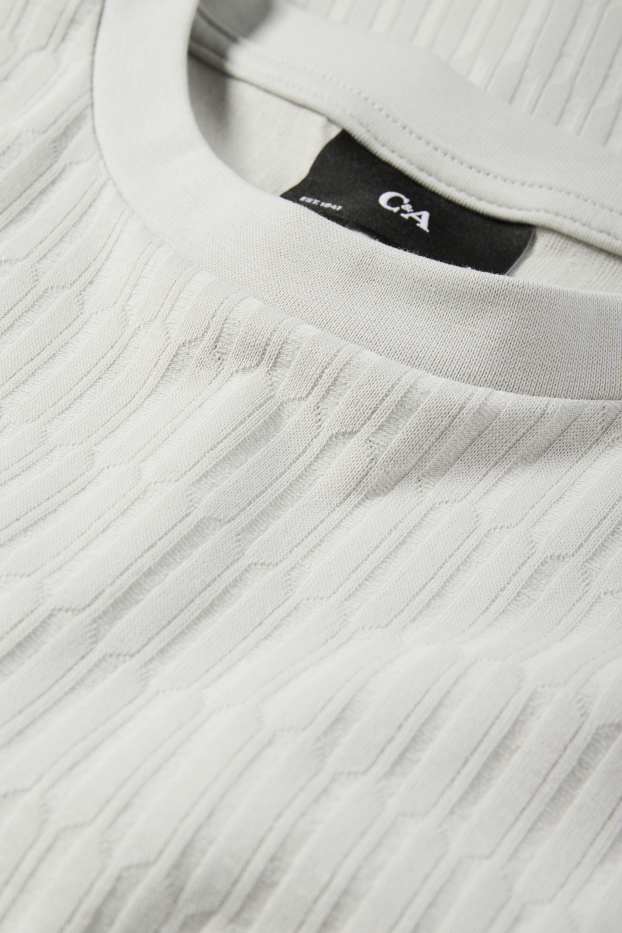 Pánské - Tričko - regular fit - strukturované - šedá