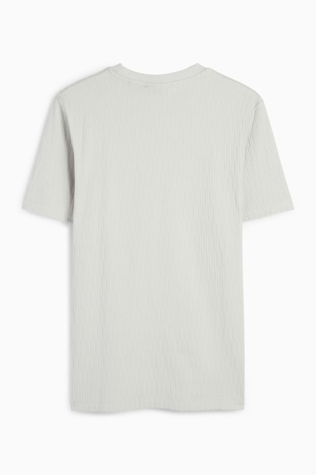 Pánské - Tričko - regular fit - strukturované - šedá