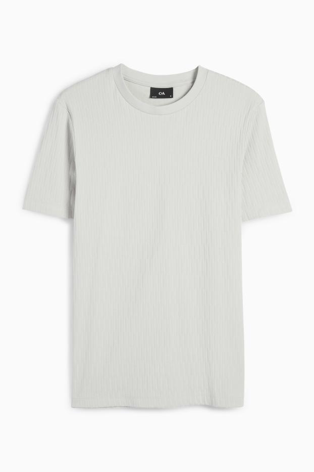 Pánské - Tričko - regular fit - strukturované - šedá