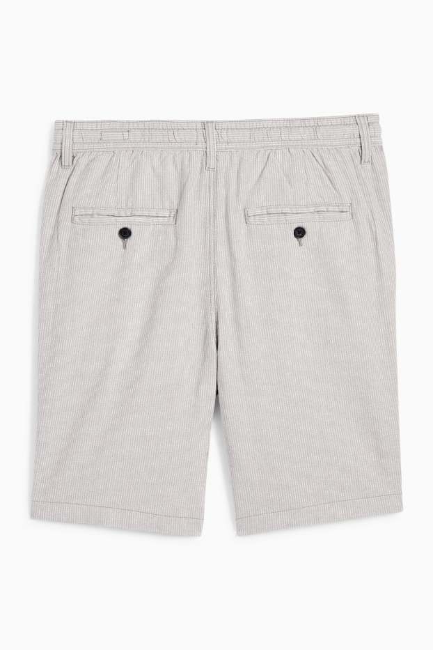 Herren - Shorts - Leinen-Mix - gestreift - hellgrau