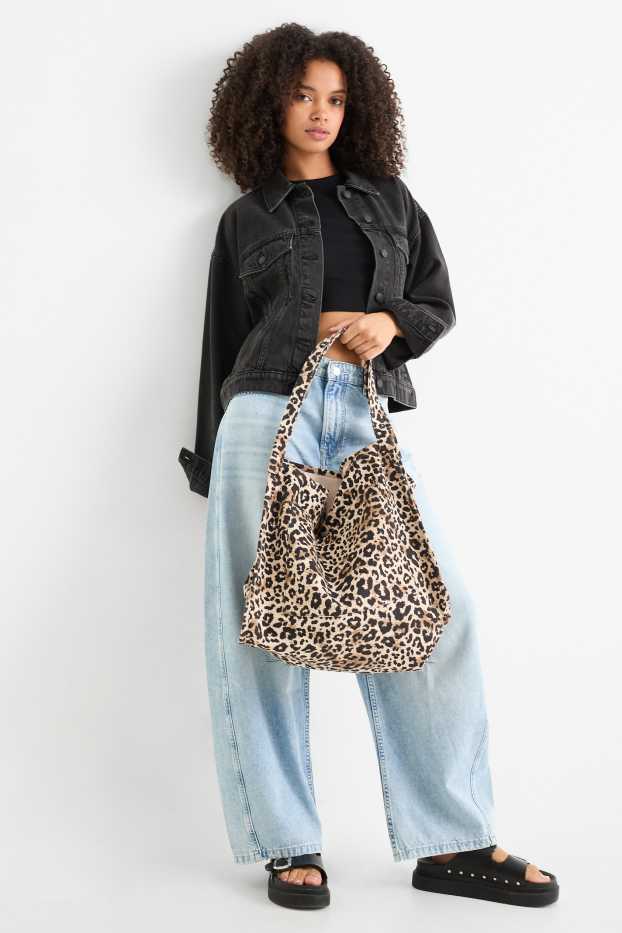 Femmes - Grand cabas - imprimé léopard - noir / beige