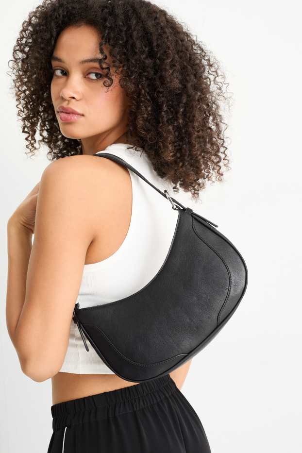 Women - Shoulder bag - faux leather - black