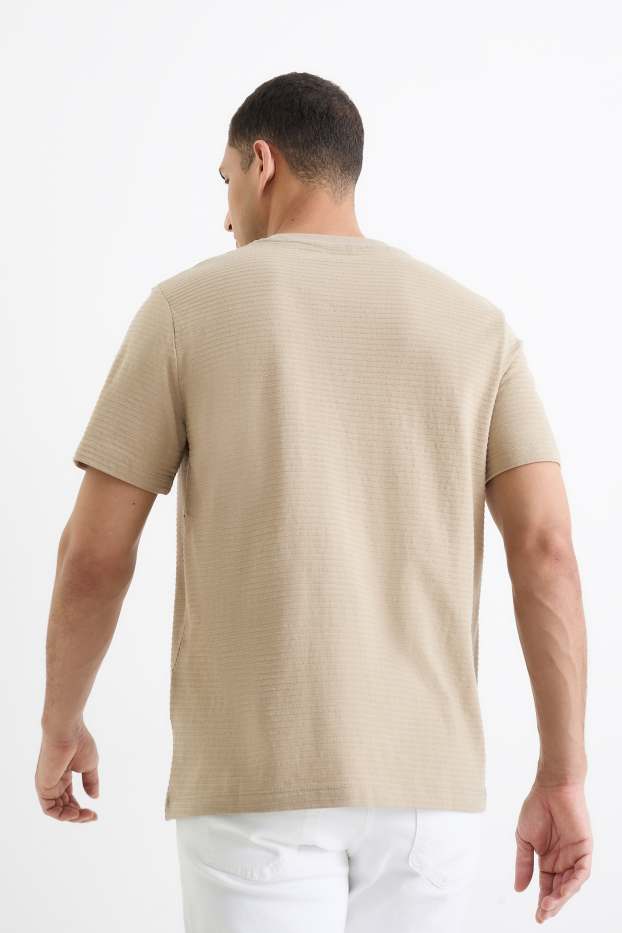 Pánské - Tričko - regular fit - strukturované - béžová