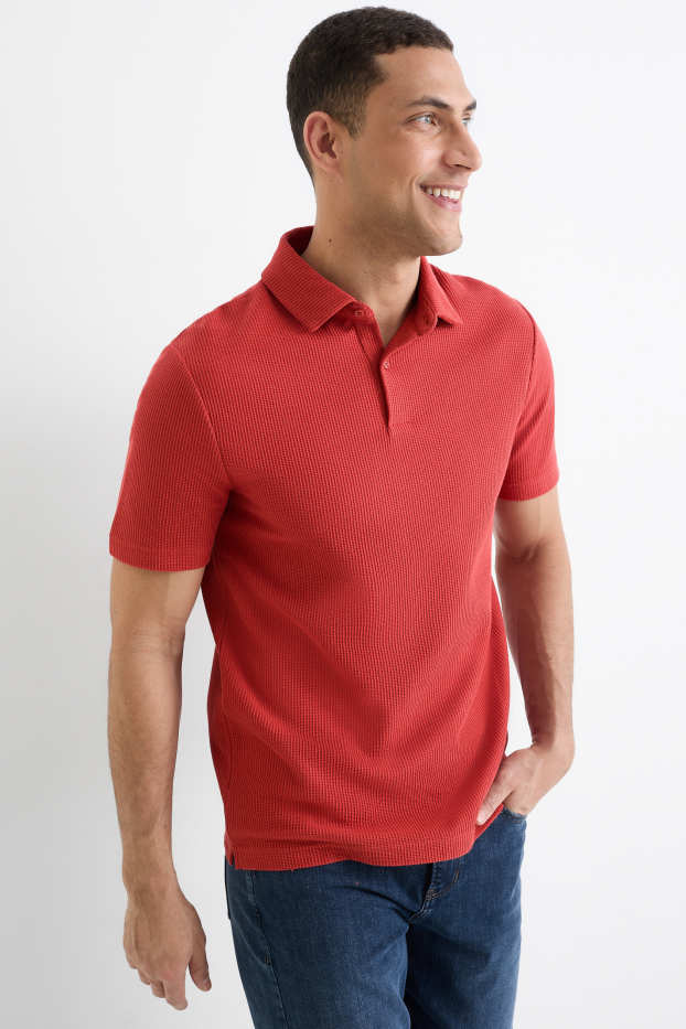 Uomo - Polo - tessuto tramato - rosso