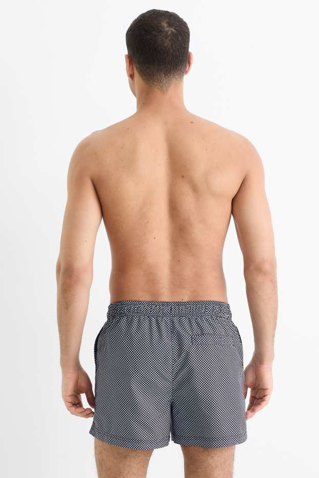 Herren - Badeshorts - Minimal-Print - dunkelblau