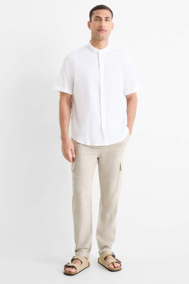 Herren - Cargohose - Leinen-Mix - hellbeige