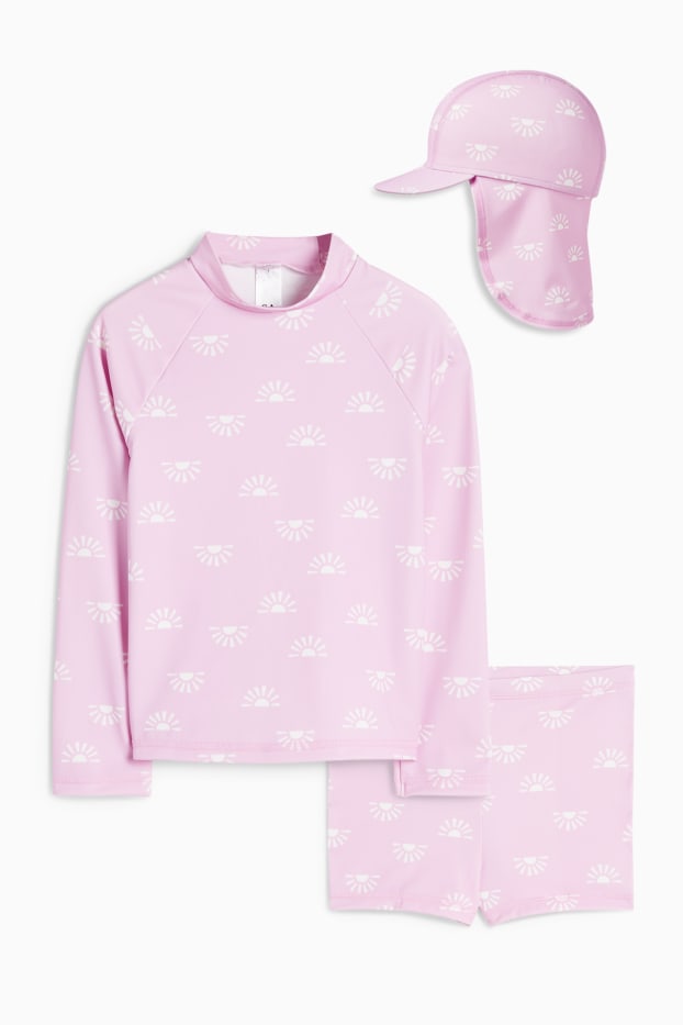 Neonate - Sole - completo mare anti UV per neonati - LYCRA® XTRA LIFE™ - 3 pezzi - rosa